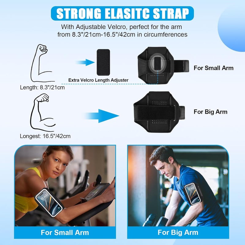 Kebrela Running Phone Armband with Earphone Holder - 3D Design Cell Phone Armband for iPhone 15/14/13 Pro/Plus & Galaxy S20/S10, Water Resistant Sports Phone Holder with Key Slot for 6.9" Device - Image 5